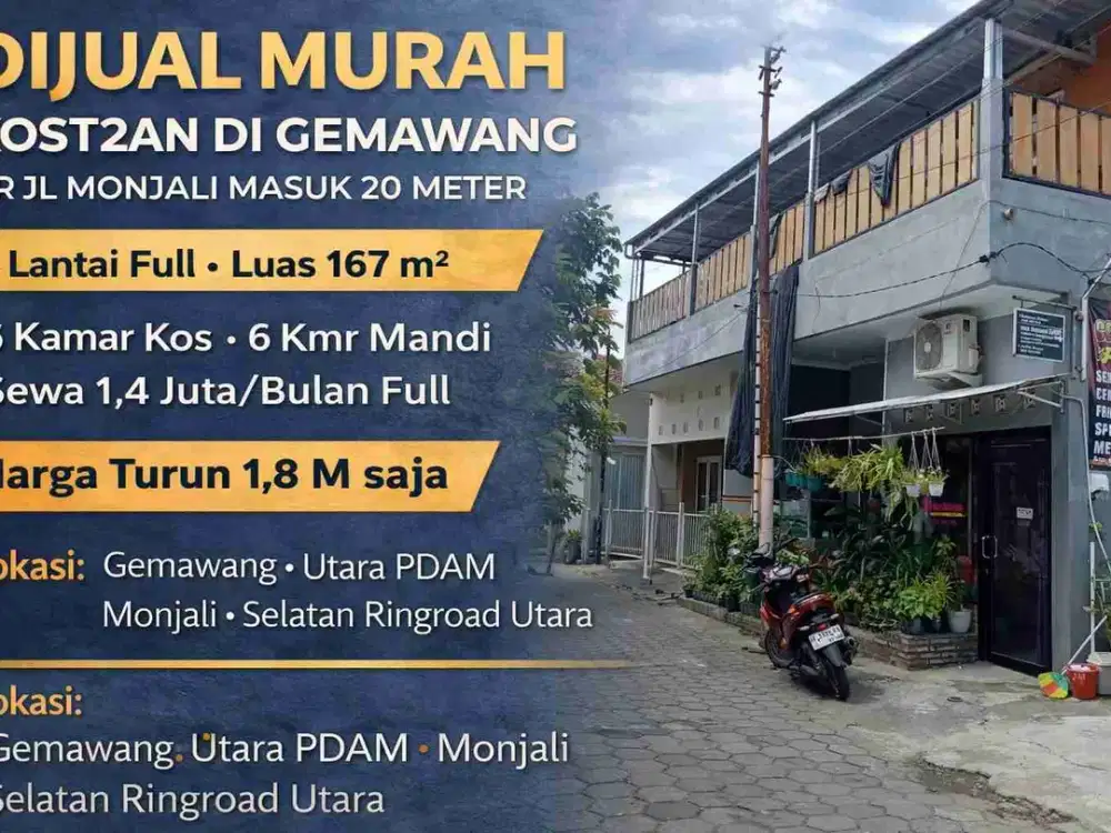 Kost Aktif + Rumah Induk | Gemawang Monjali | Harga Turun 1,8 M