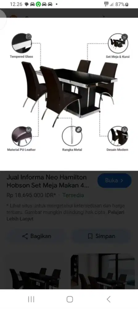 Bismillah..dijual satuset mejamakan merk Neo Hamilton..kondisi mulus.