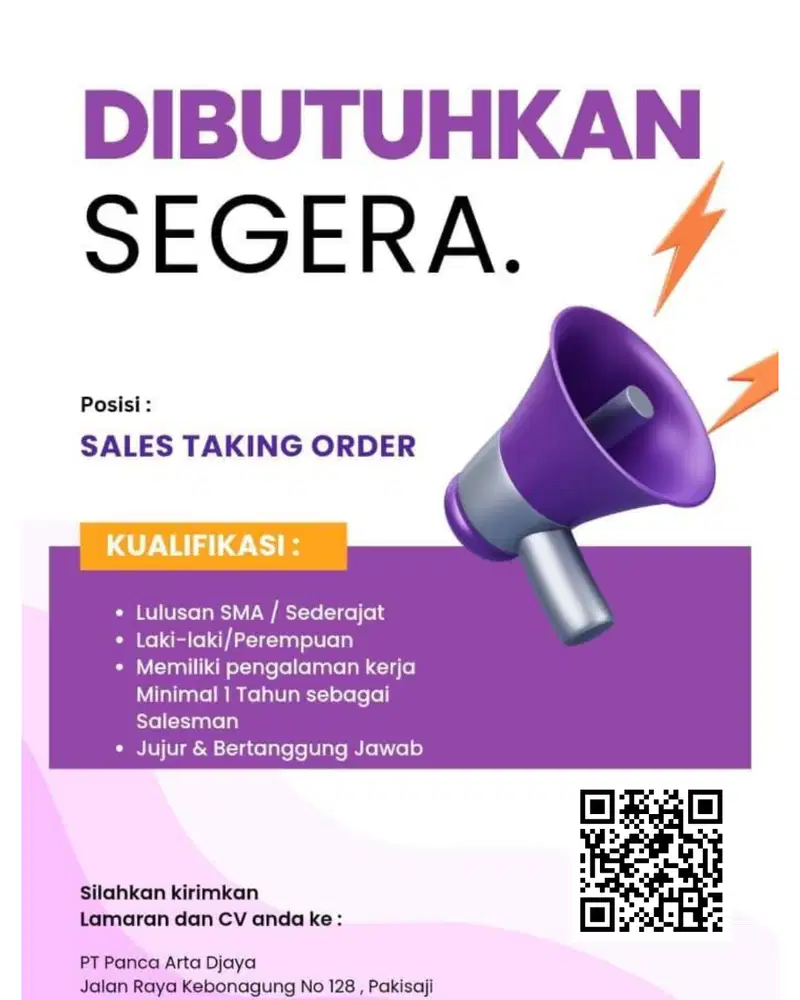 LOWONGAN KERJA SALES TAKING OLDER