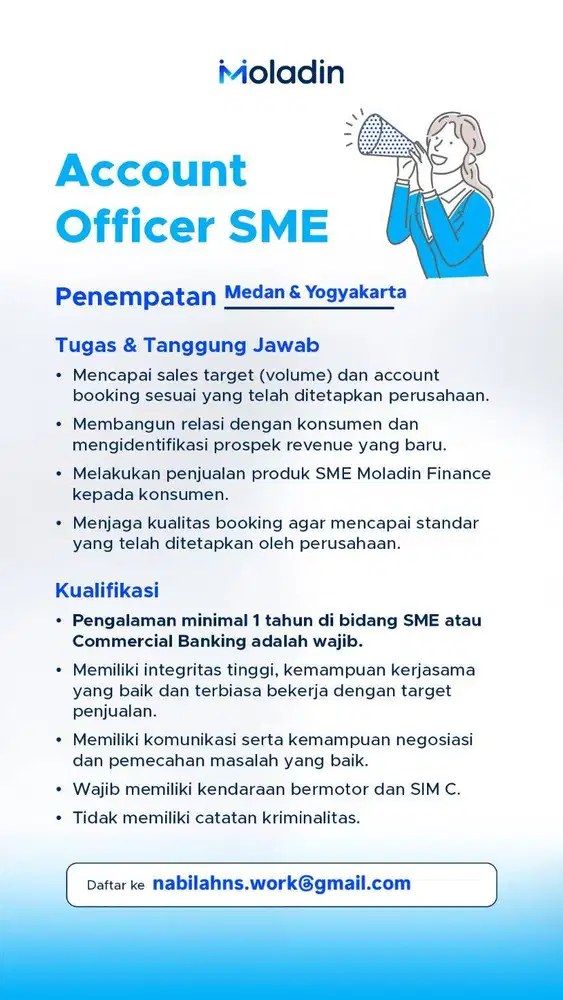 Lowongan Account Officer (UMKM) & Sales Lapangan (Laundry Corporate)