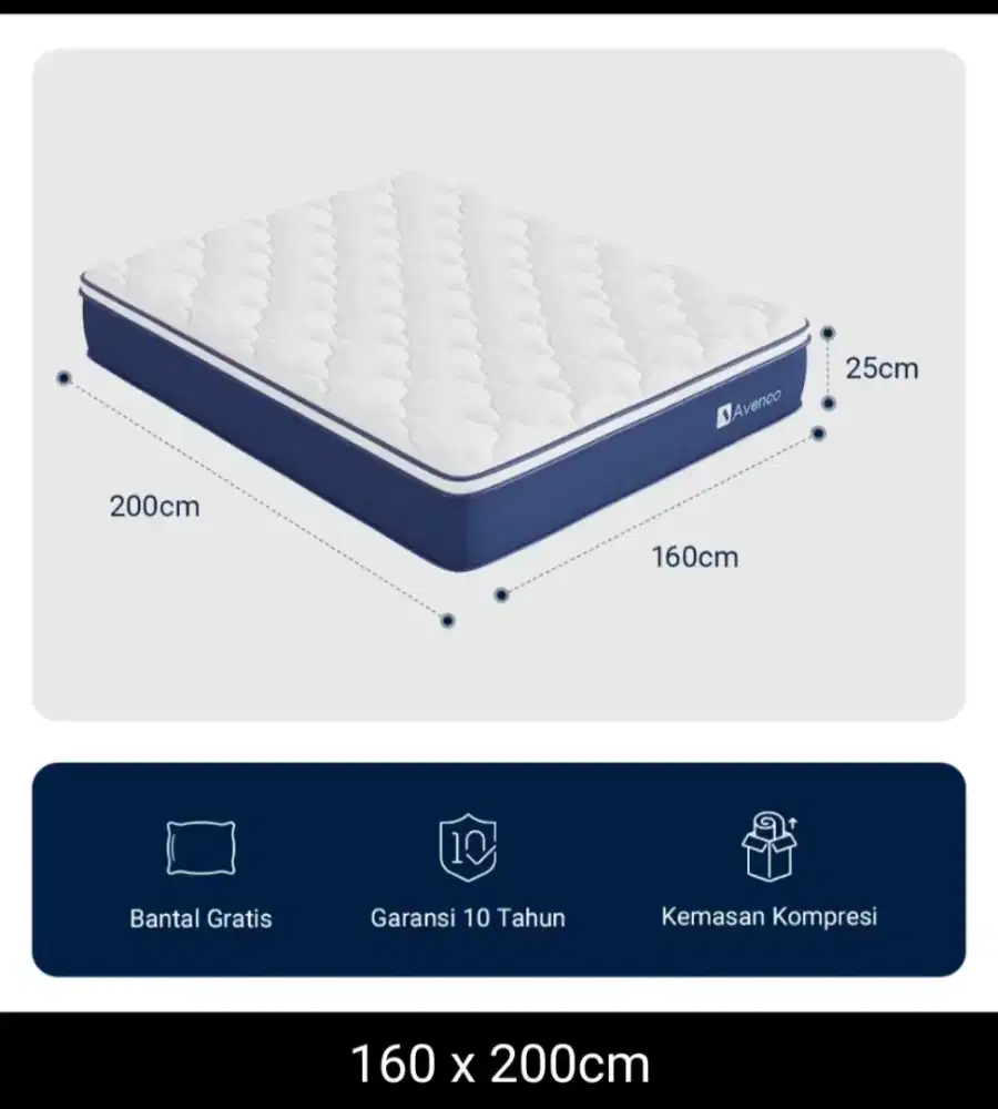 KASUR SPRINGBED AVENCO UK 160X200X25CM
