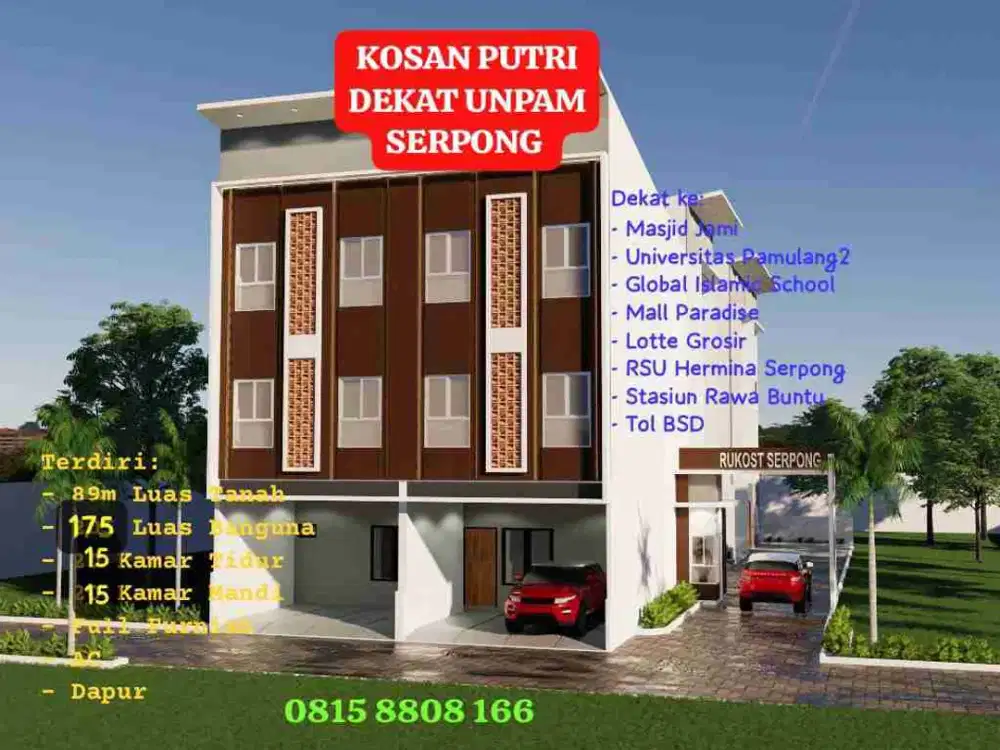 Di Jual Kosan 11 Kamar  Di Serpong Tangsel Dekat Kampus Unpam 2 Tangerang Selatan
