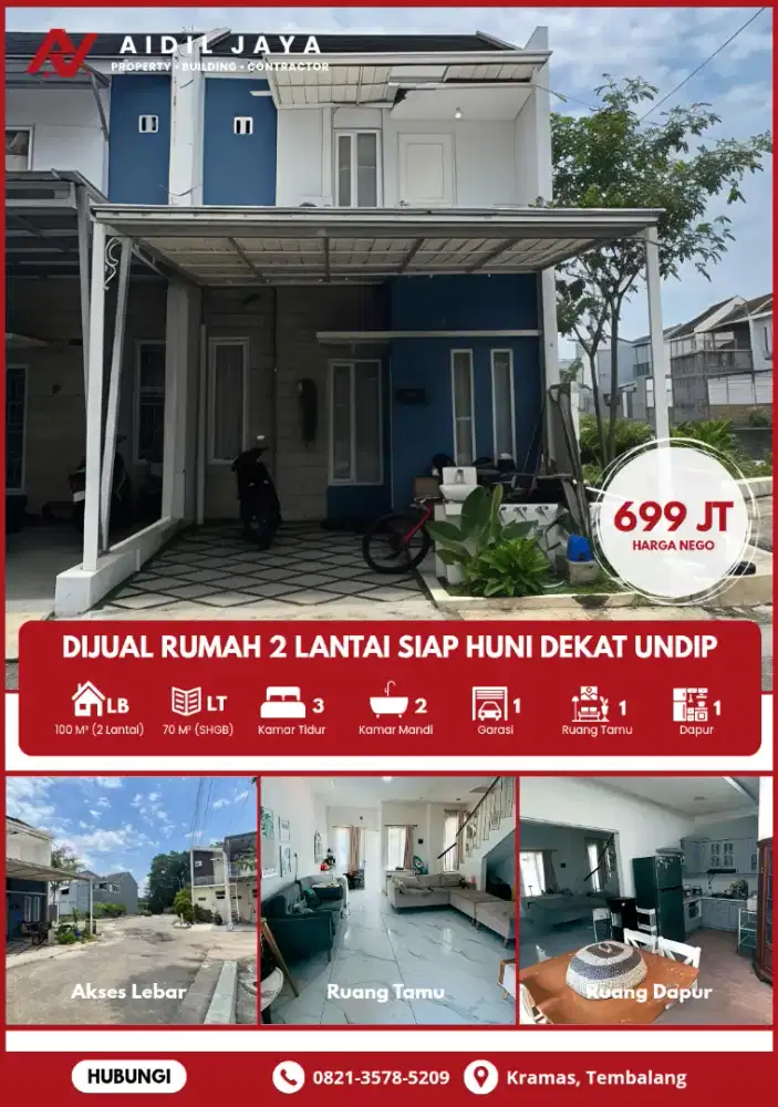 Rumah 2 Lantai Murah Strategis Dekat UNDIP Tembalang Atas