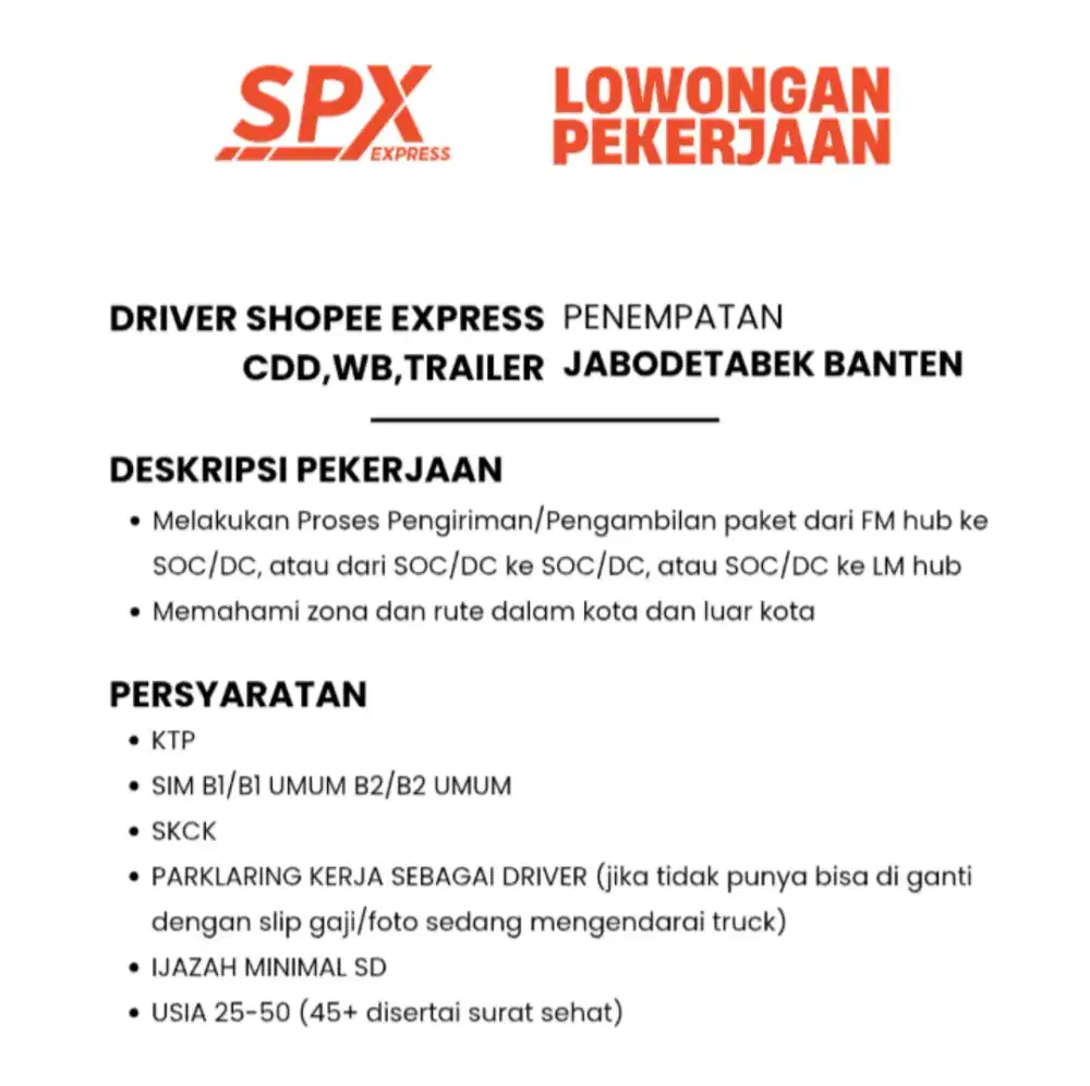 DIBUTUHKAN DRIVER SHOOPE EXSPRES