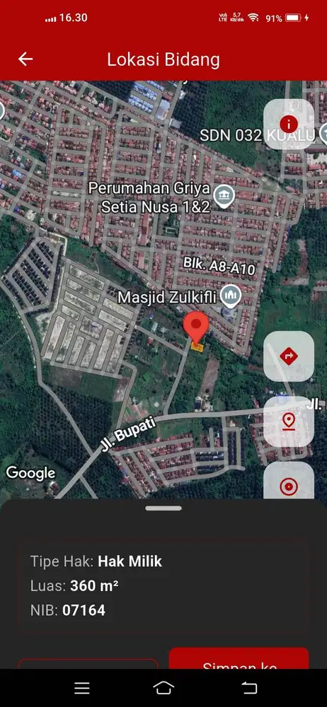 Dijual Tanah Kavling Desa Kualu Kec.Tambang, Kabupaten Kampar, Riau