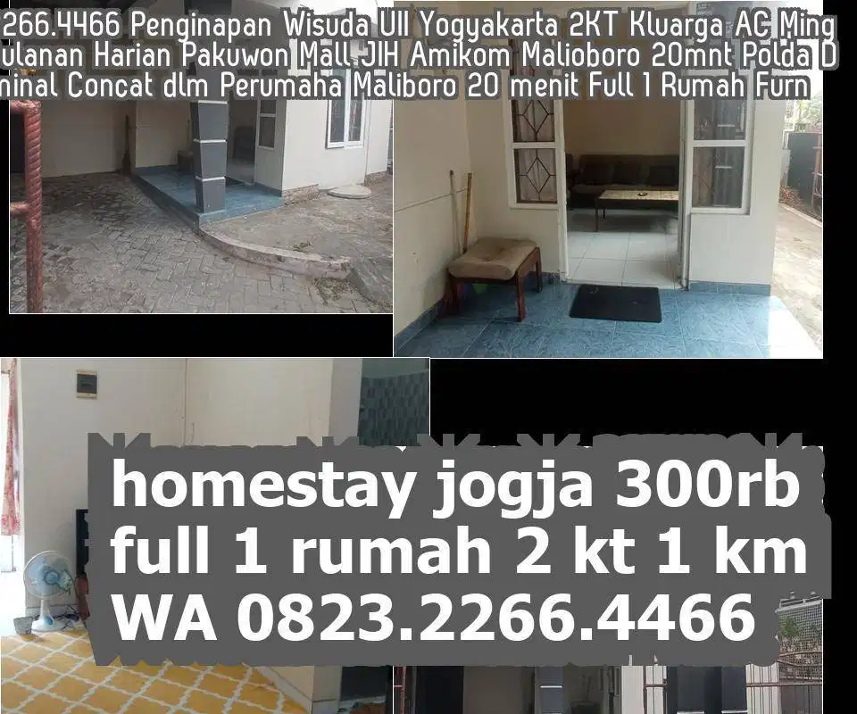 Homestay Jogja Mingguan Harian Bulanan P Mrah Penginpan AC Rumahan 2KT