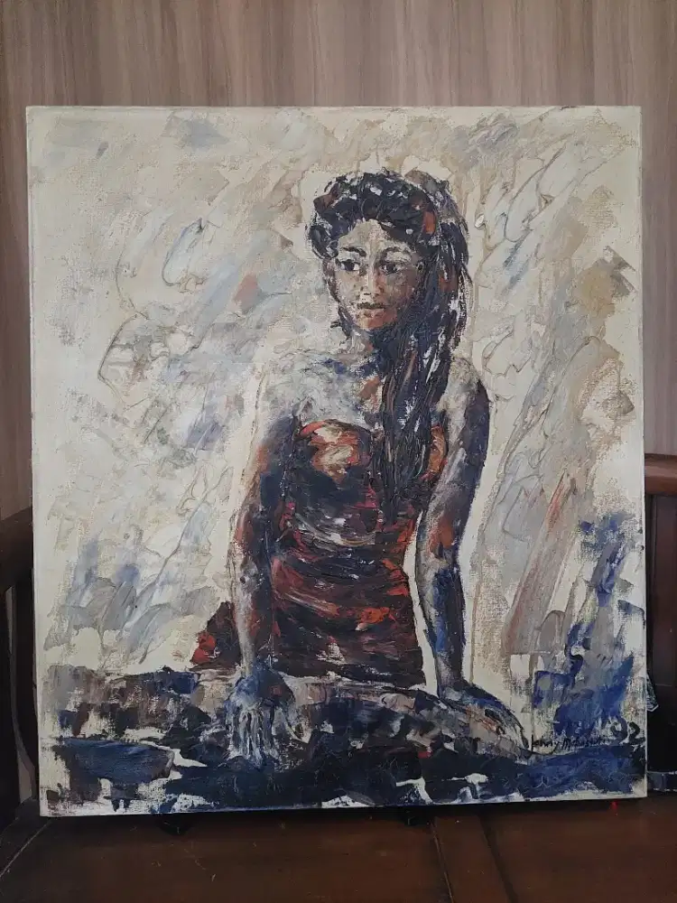 Lukisan minyak di atas kanvas