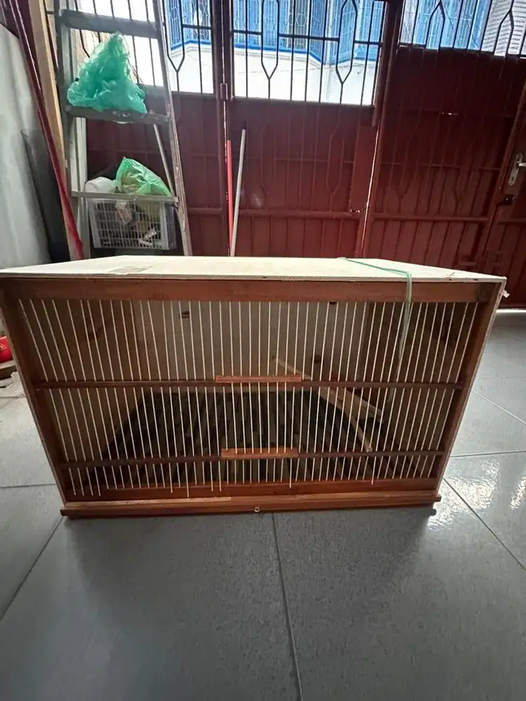 kandang burung bahan triplek dan kayu jati