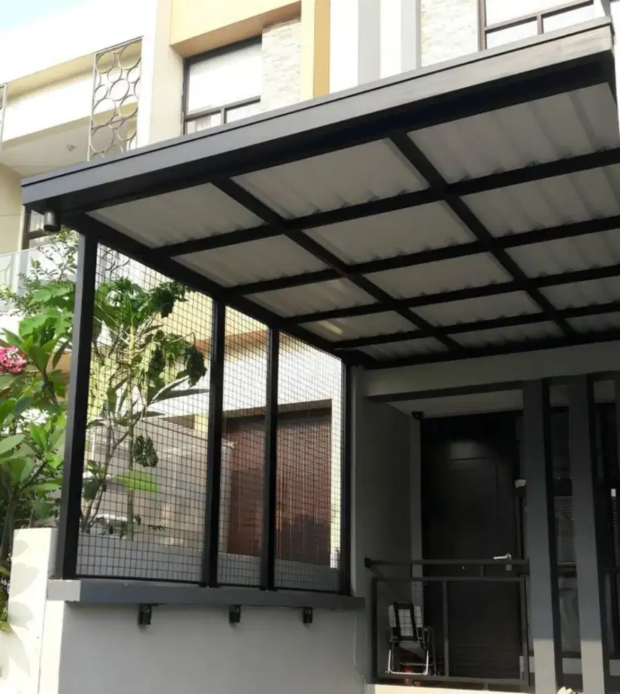 Kanopi alderon double layar rangka besi hollo galvanis