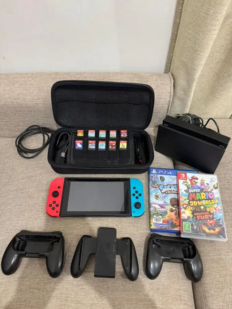 Nintendo switch V2+ 11 kaset ori+ aksesoris