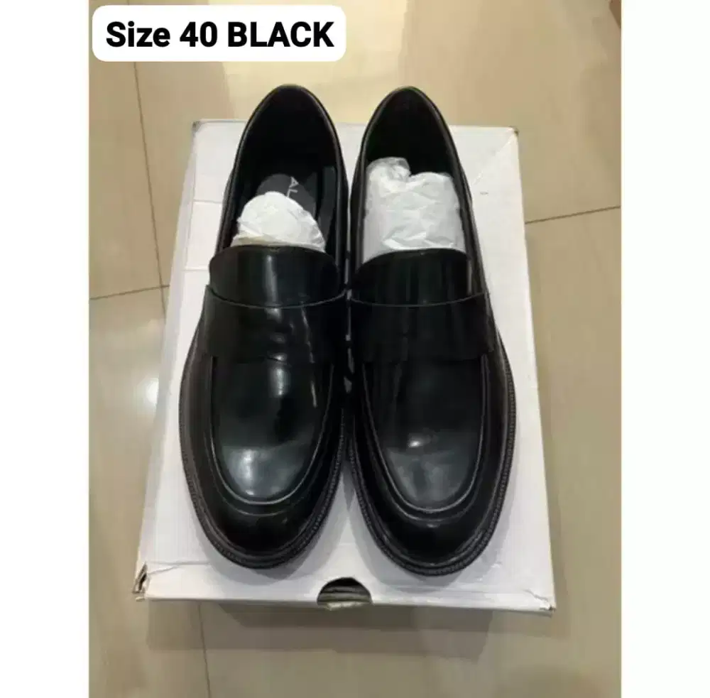 Sepatu Aldo Men Pantofel Loafer Size 40 Black Hitam Fullset Box