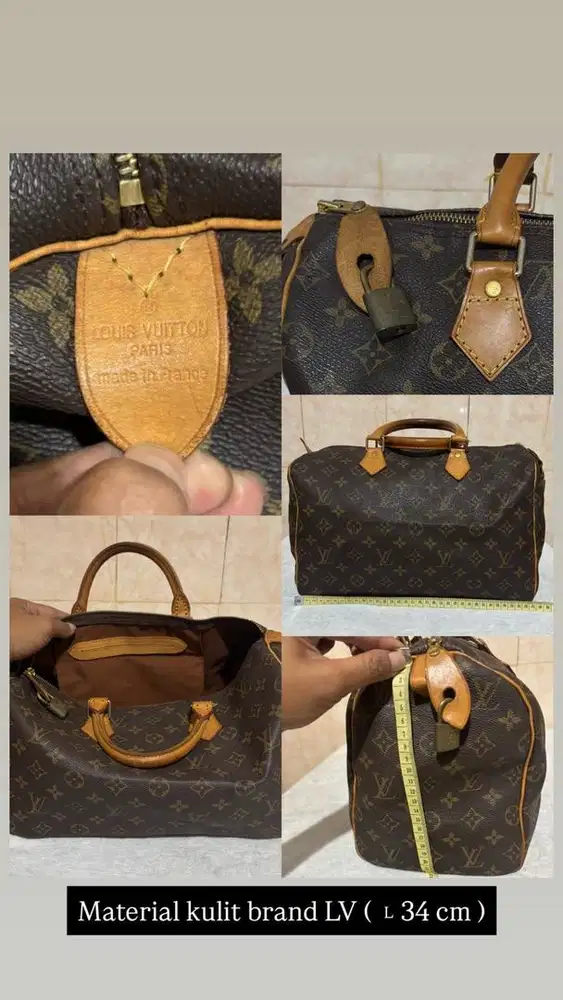Tas material kulit brand Lv
