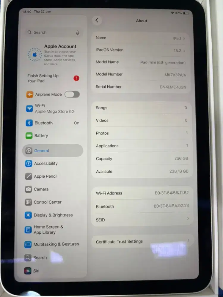 SECOND IPAD MINI 6 256GB WIFI IBOX