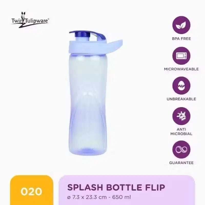 Twin Tulipware - Botol Minum Flip 650ml Anti Bakteri tumbler