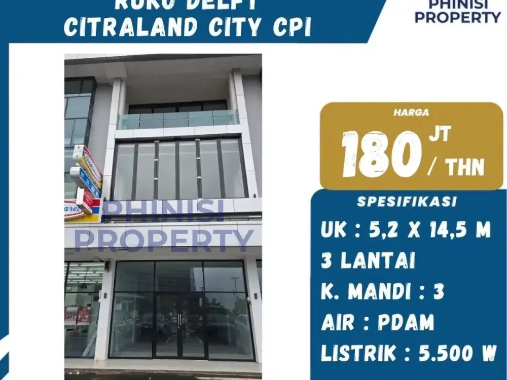 DISEWA RUKO DELFT CITRALAND CITY CPI – MAKASSAR
