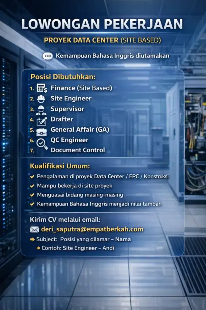 JOB VACANCY – DATA CENTER PROJECT