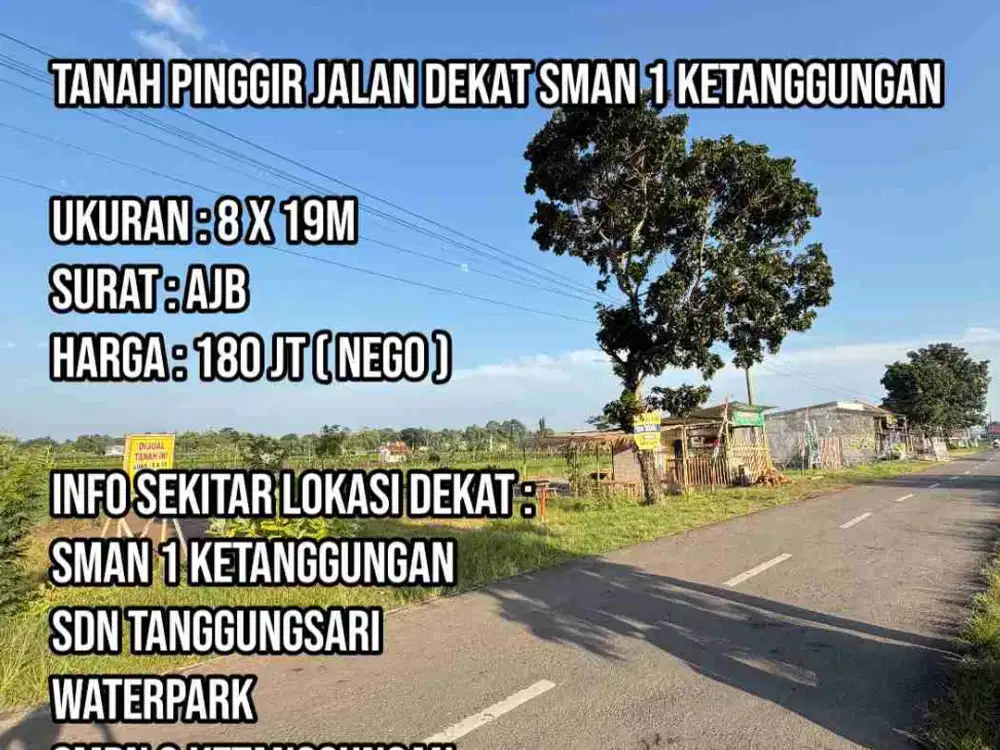 Tanah Pinggir Jalan Dekat SMAN 1 Ketanggungan Brebes