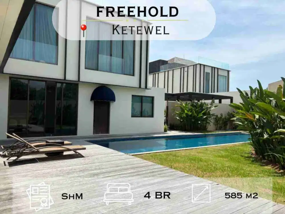 Villa Mewah 200 Meter ke Pantai di Ketewel Gianyar, Freehold Siap Huni