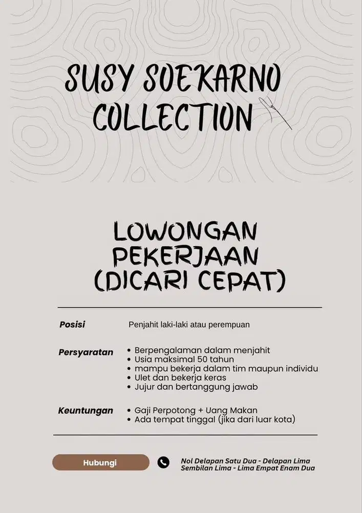 Lowongan Pekerjaan Penjahit (Dicari Cepat)