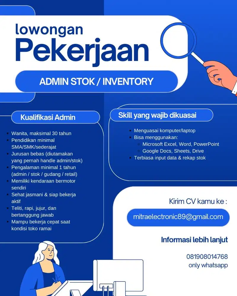 LOWONGAN KERJA – ADMIN STOK / INVENTORY
