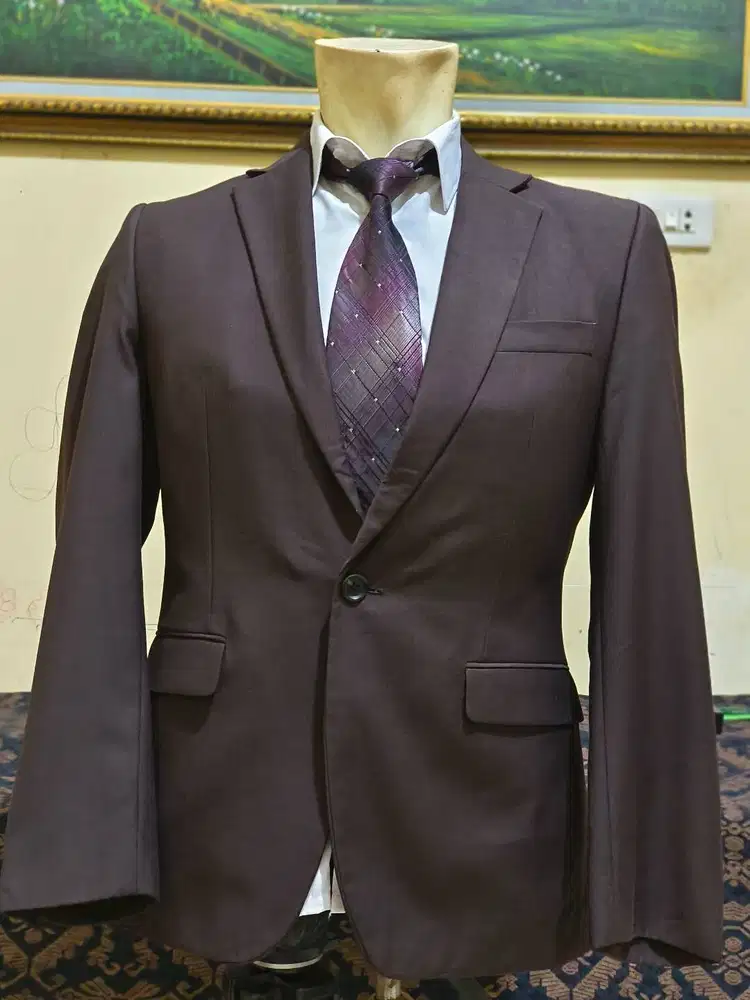 Jas formal Dark Brown Cokelat Tua siap pakai kancing 1 langka ukuran M