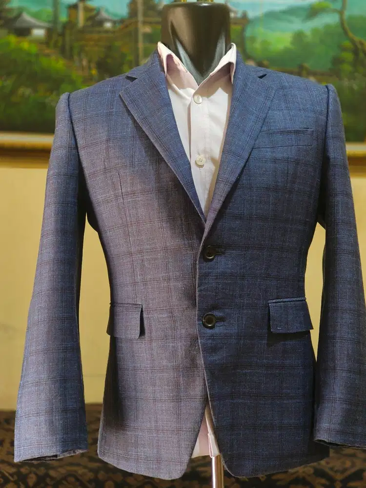 JAS MEWAH BISA FORMAL BISA CASUAL BIRU MOTIF TARTAN UKURAN M