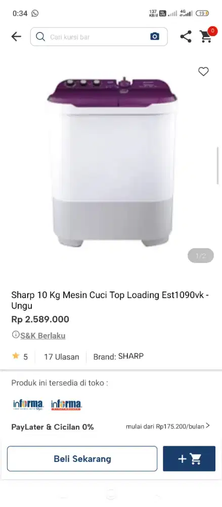 Mesin cuci sharp bisa kredit tanpa dp