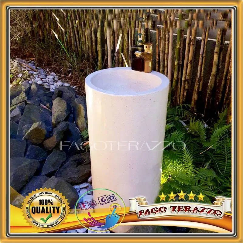 Washtafel Terazzo Natural 85cm Tinggi 40cm Diameter Cawan