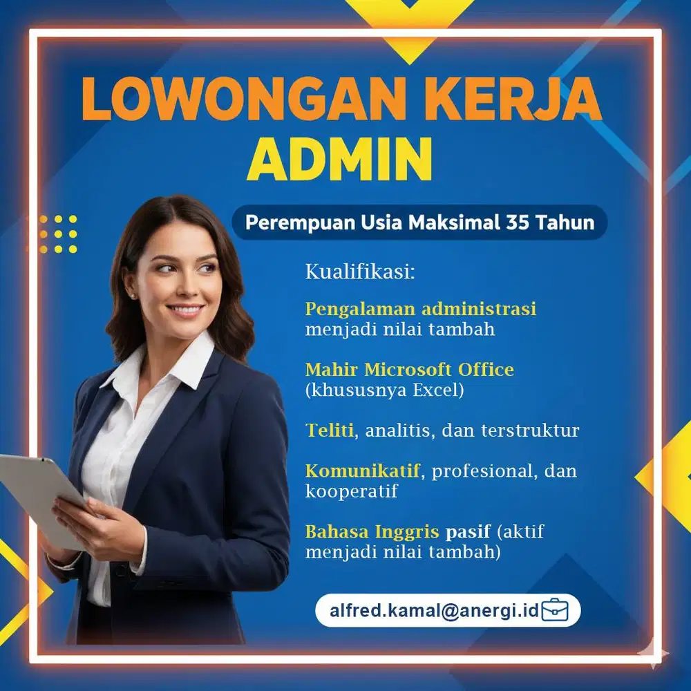 LOWONGAN PEKERJAAN Staff Admin Support (Wanita)