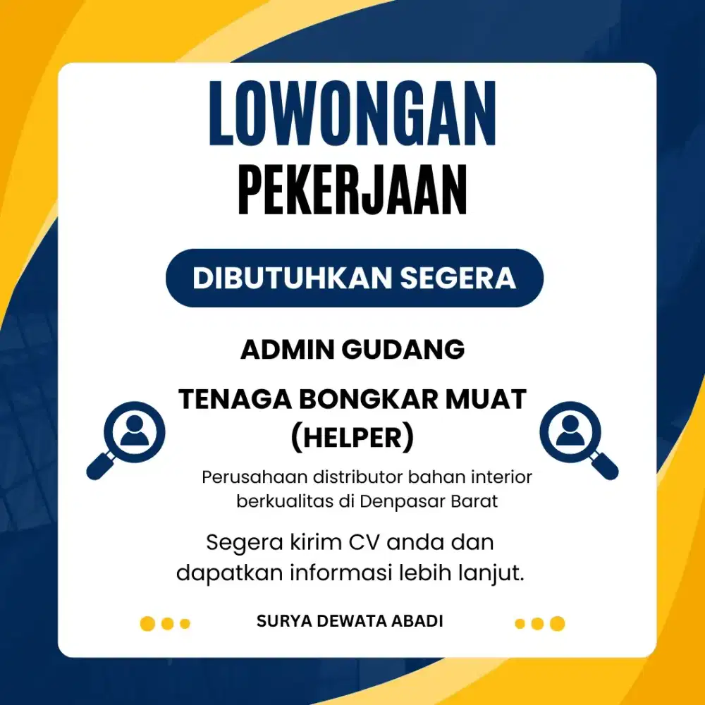 LOWONGAN KERJA ADMIN, HELPER