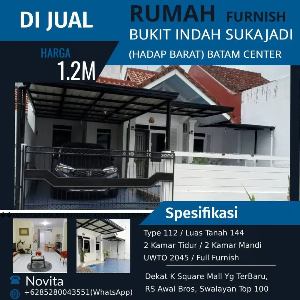 1 Unit Rumah Siap Huni BUKIT INDAH SUKAJADI ( Hadap Barat ) Batam Cen