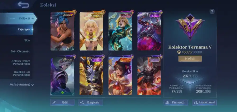 Akun mobile legend kolektor ternama