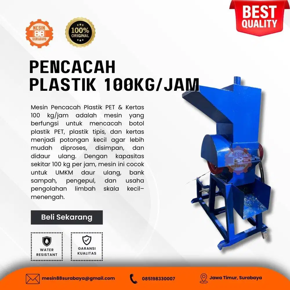 MESIN CACAH PLASTIK 100kg/jam