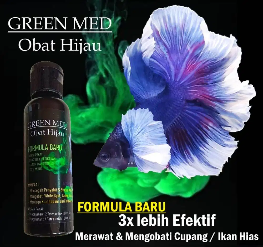 Obat Hijau GREEN MED Formula Baru untuk Perawatan & Pengobatan Cupang