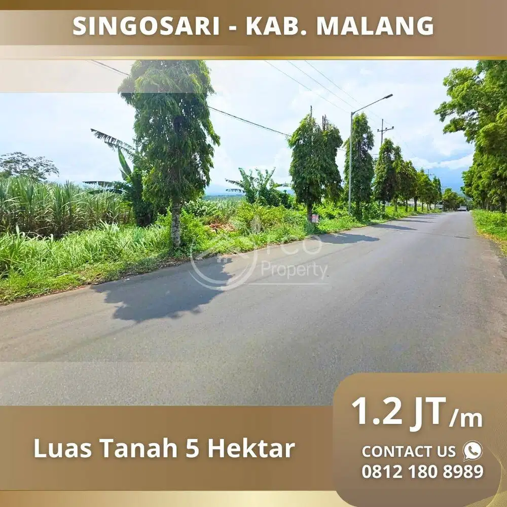 Dijual Lahan 5 Hektar Jalan Raya Yonkav Singosari Malang