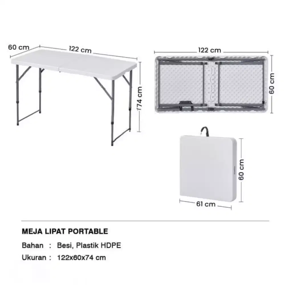 Meja lipat besi folding