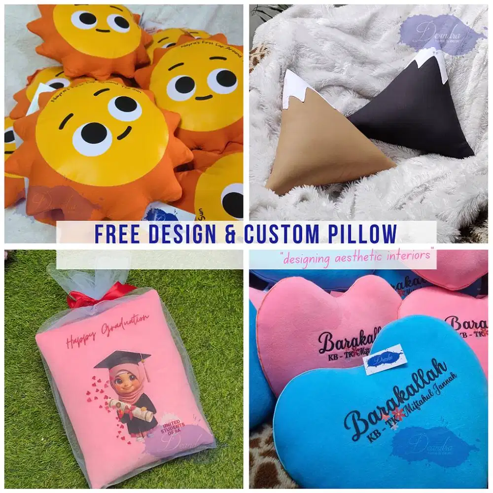 FREE CUSTOM DESIGN Pillow Cushion Bantal EKSKLUSIF Custom Nama & Logo