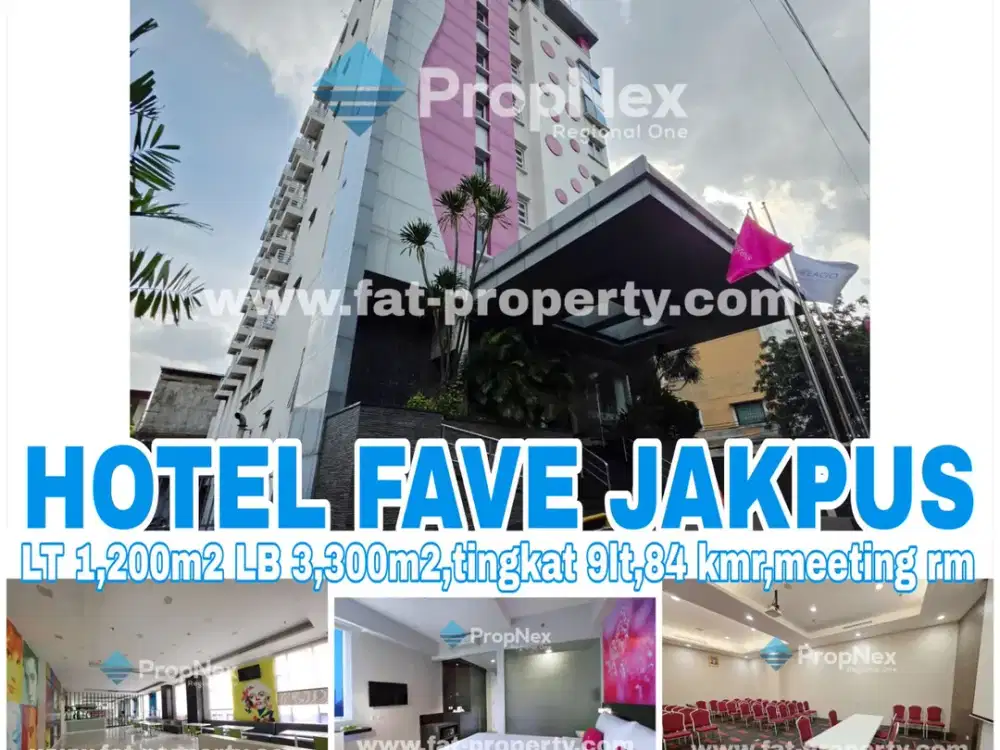 MURAH!Dijual Hotel Fave,JakPus LT1200m2 LB3300m2,Tingkat 9lt,84 kamar
