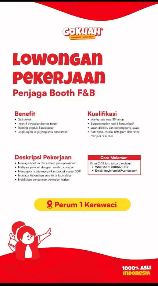 DICARI PENJAGA BOOTH MAKANAN
