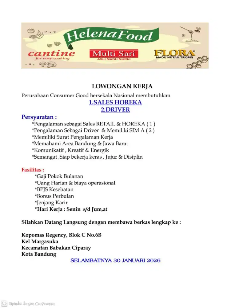 SALES HOREKA  & DRIVER