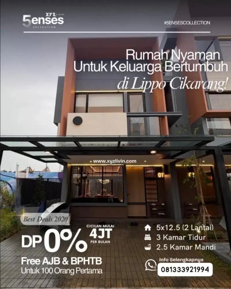 Dijual rumah murah 3kamar, 5enses collection,XYZ Lippo Cikarang,bekasi