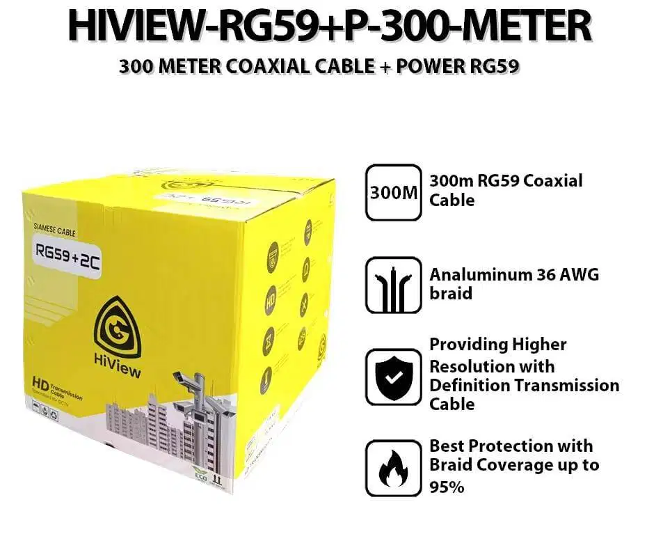HIVIEW-RG59 PER METER 300 Meter Coaxial Cable + Power RG59