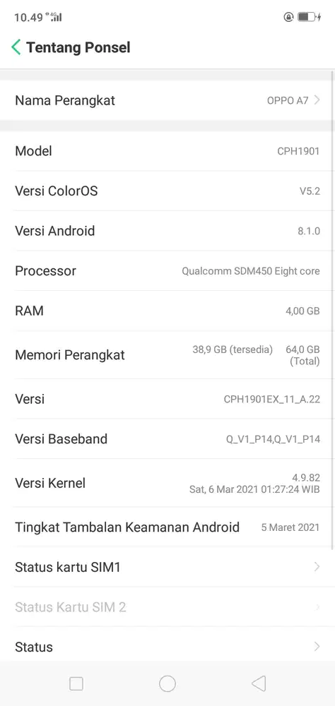 Oppo a7 ram 4/64