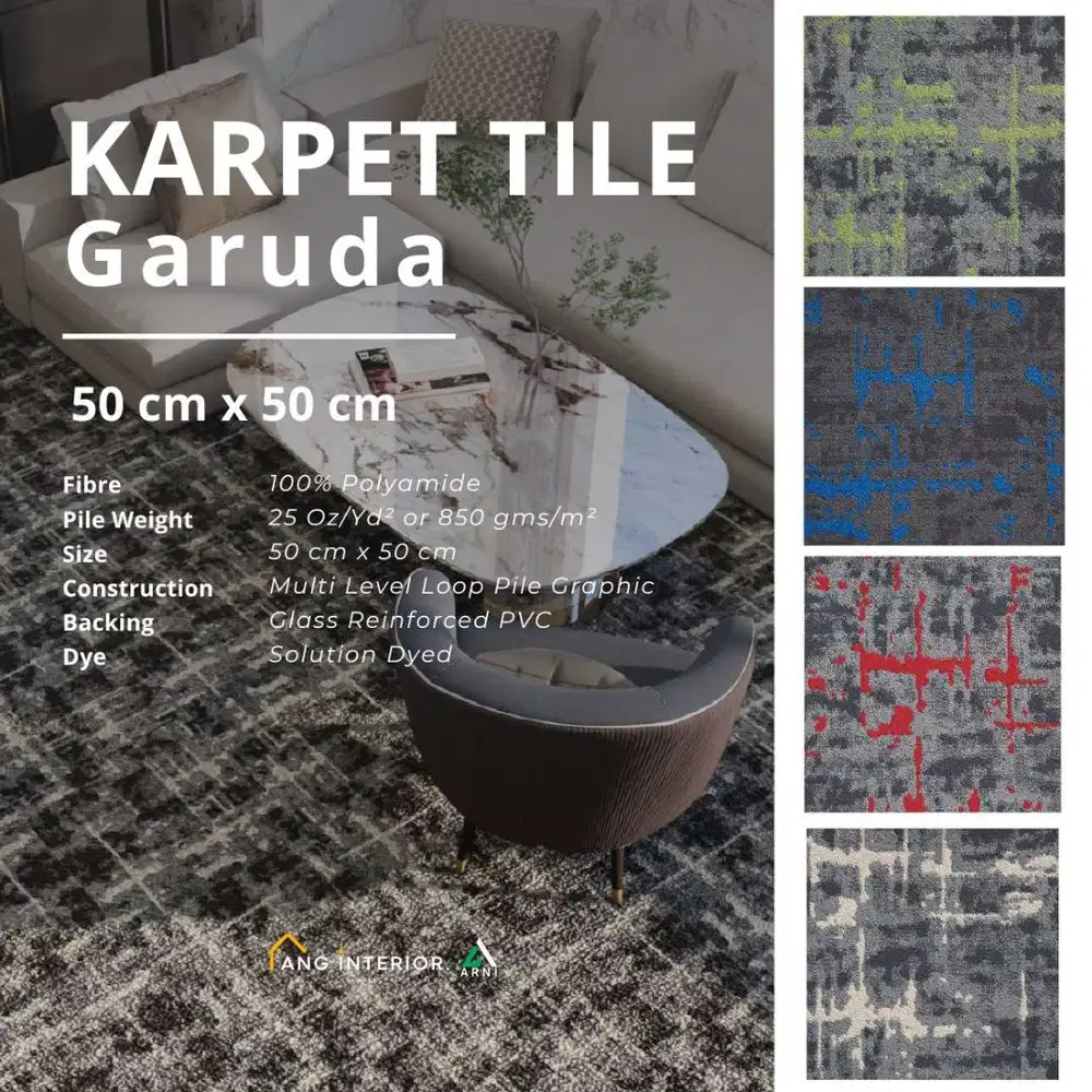 Karpet Tile 50×50 cm Polyamide – Loop Pile Graphic, Backing PVC