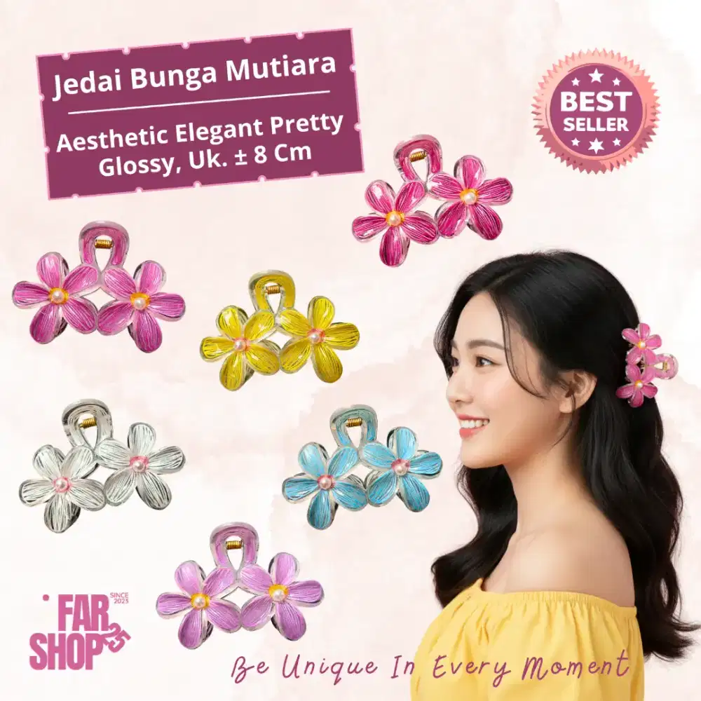 Jedai Double Bunga 8 Cm Glossy Murah Aesthetic Elegan Pretty Kekinian