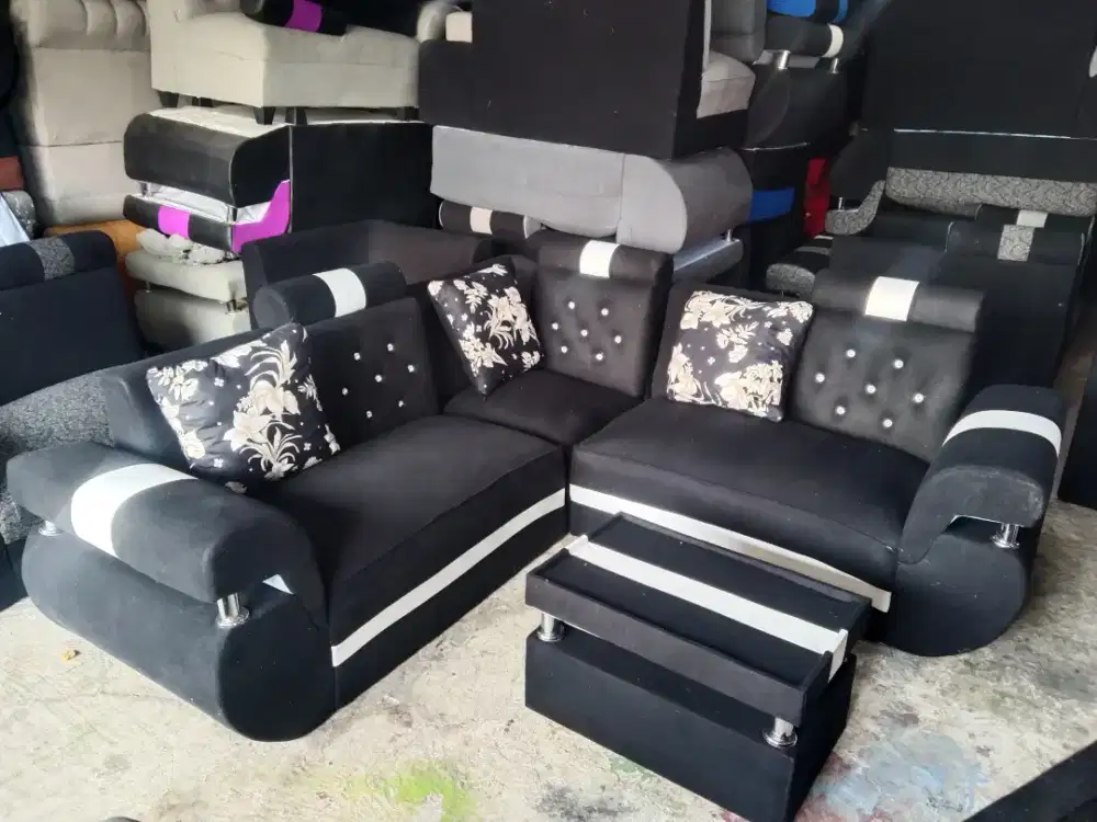 PROMO!! Sofa L Minimalis Full Bantalan Free meja