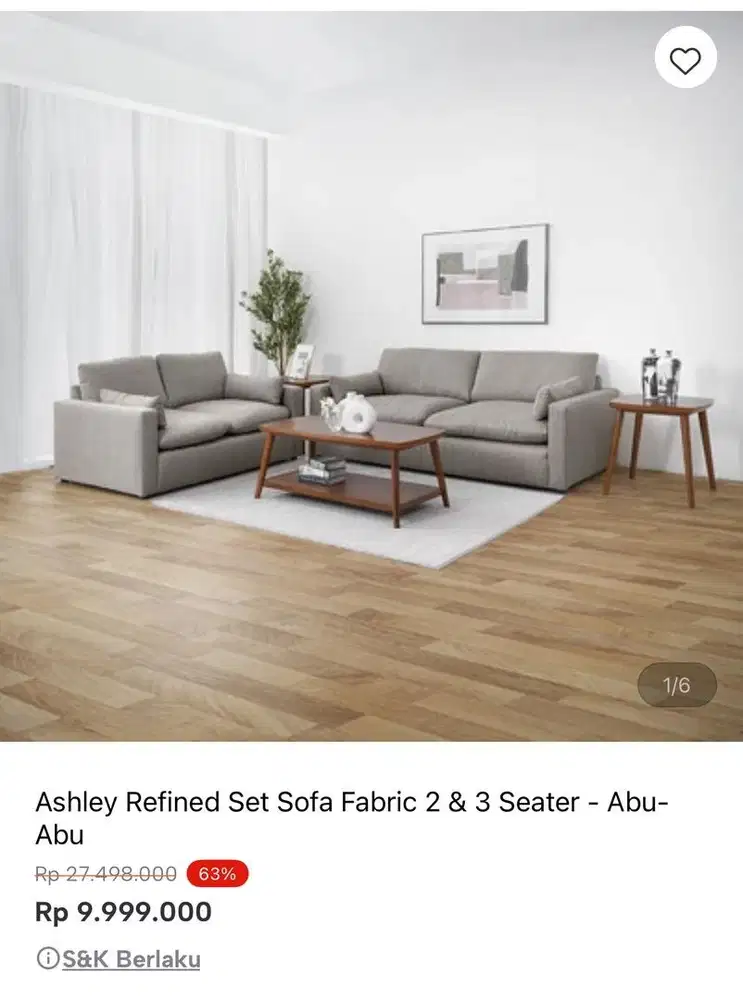 Sofa set dan meja set ashley (informa) baru jual rugi