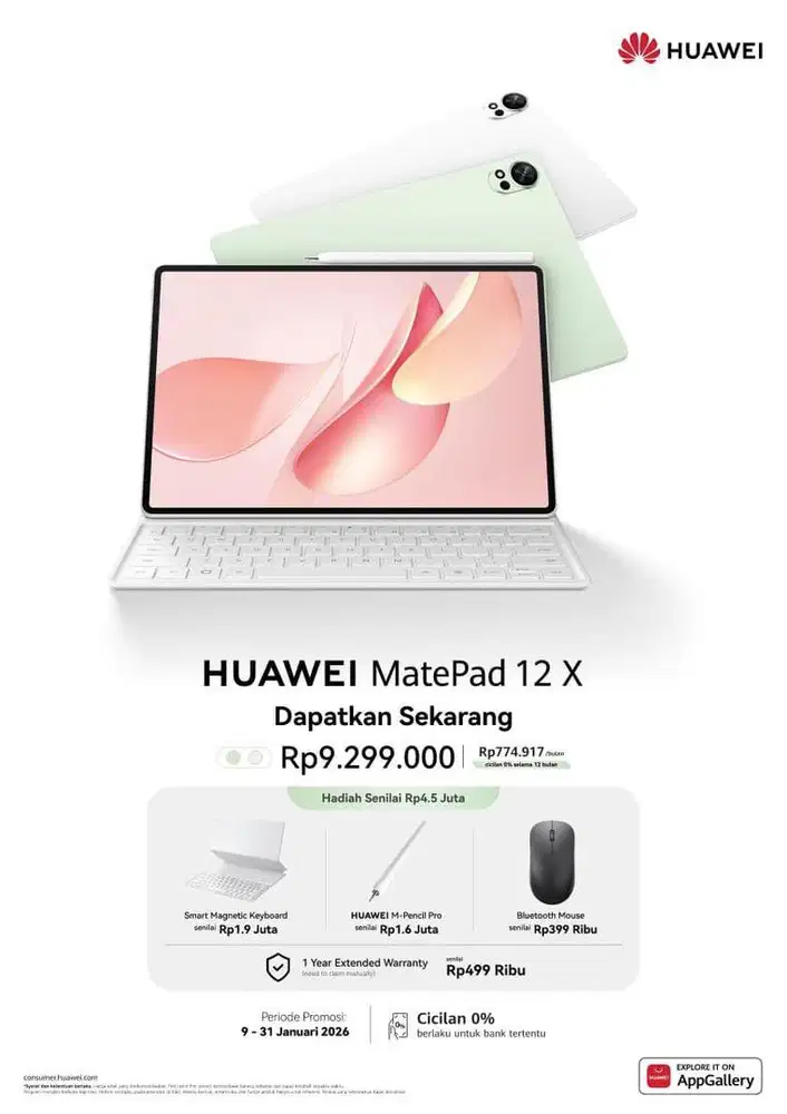 HUAWEI MATEPAD 12X 2026 Free keyboard dan m pancil pro
