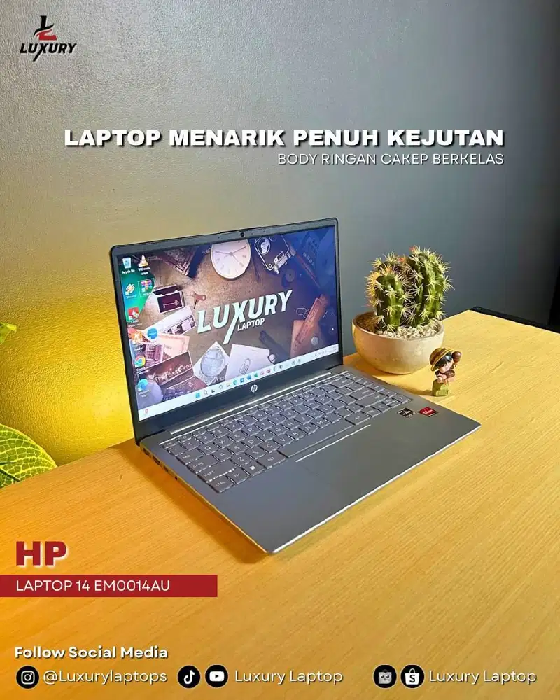 LAPTOP HP 14 EM0014AU SLIM RYZEN 3 RAM 8GB SSD 512GB BACKLIGHT SECOND