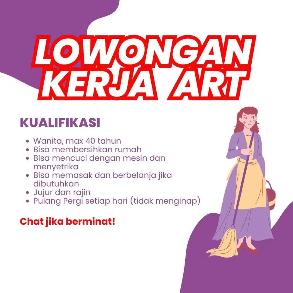 LOWONGAN KERJA ASISTEN RUMAH TANGGA